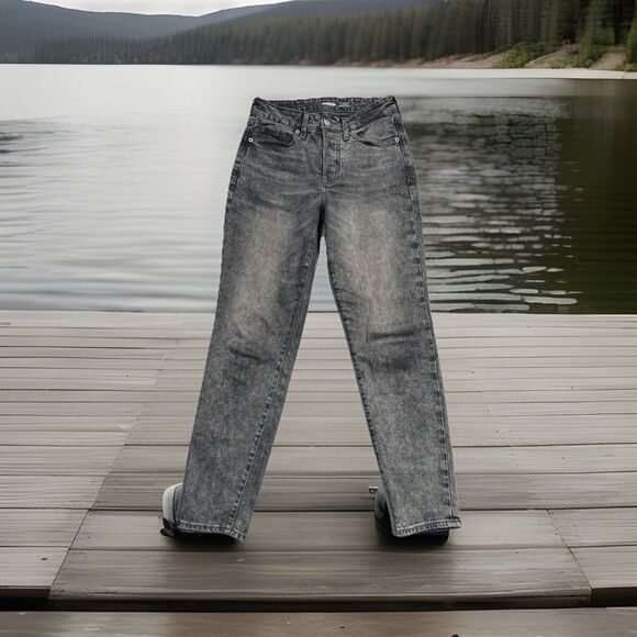 Old Navy OG Straight Jeans 0 (26x27.5) Gray Stone Button Fly High Rise Womens - Picture 1 of 11